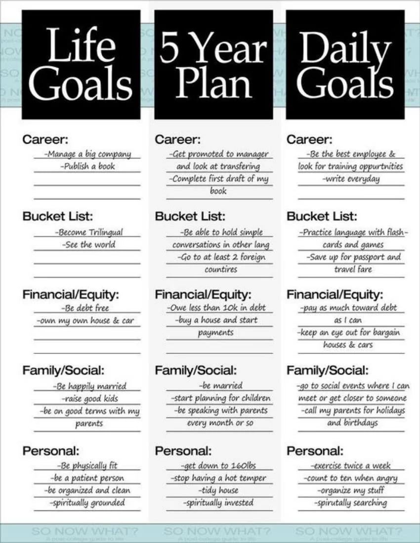 5 year life plan template example